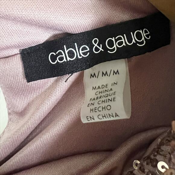 Cable & Gauge Blush Pink Sequin Mock Neck Sleeveless Top Size Medium - Picture 7 of 8